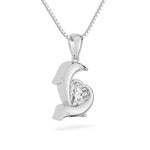 two souls one heart dolphin neckalce in white gold side view