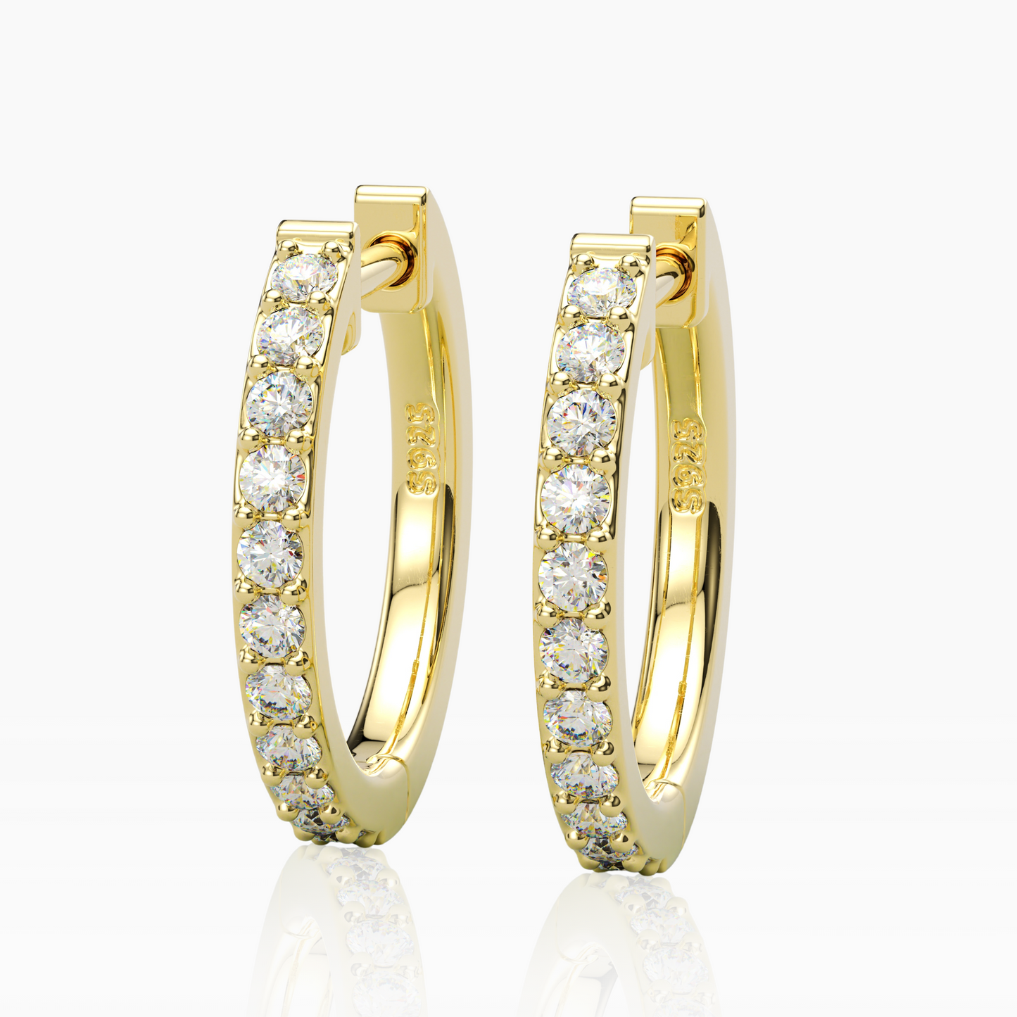 Pave Round Small 16mm Hoop Earrings | 1.5mm