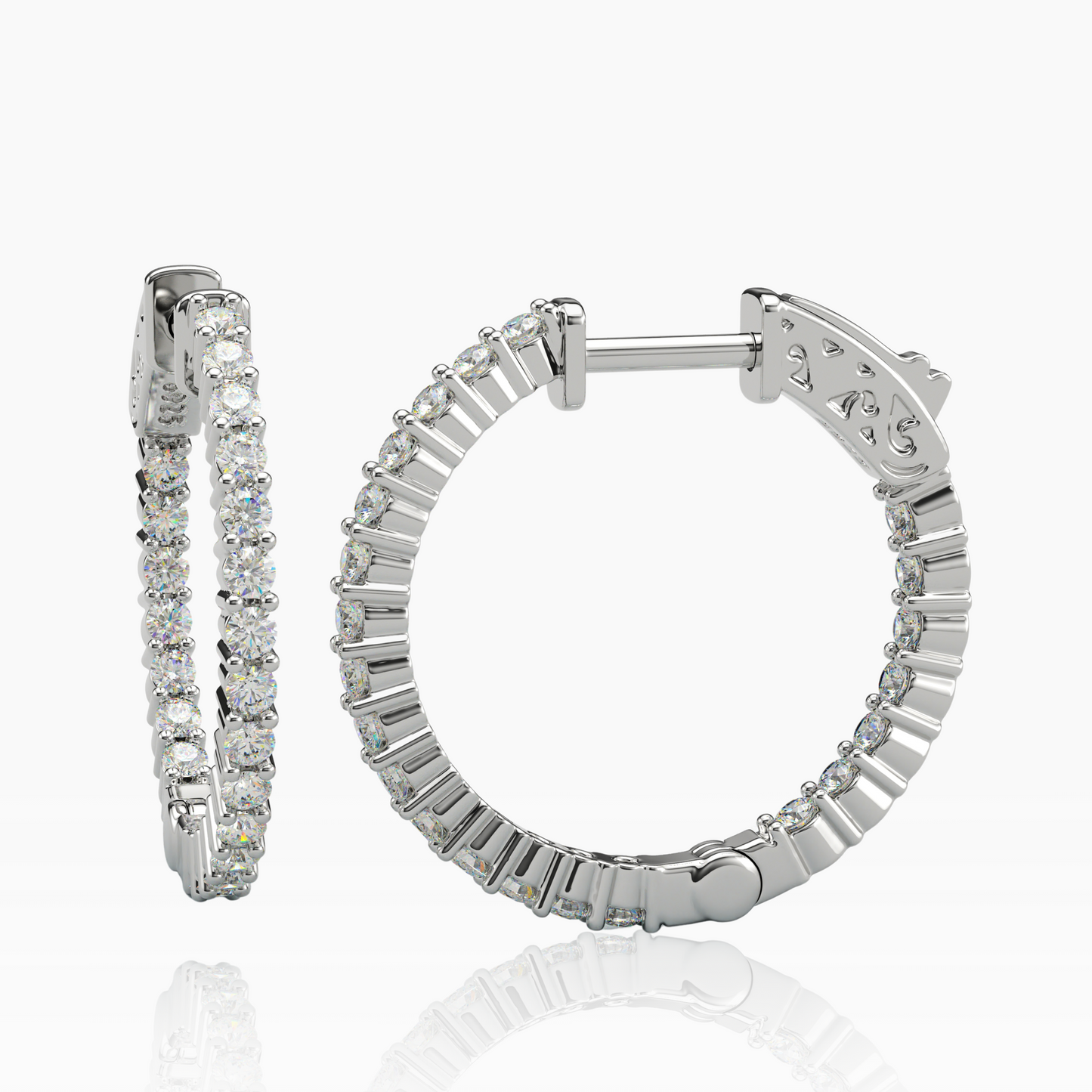 Inside-Outside Pave Round 20mm Small Hoop Earrings | 1.5mm