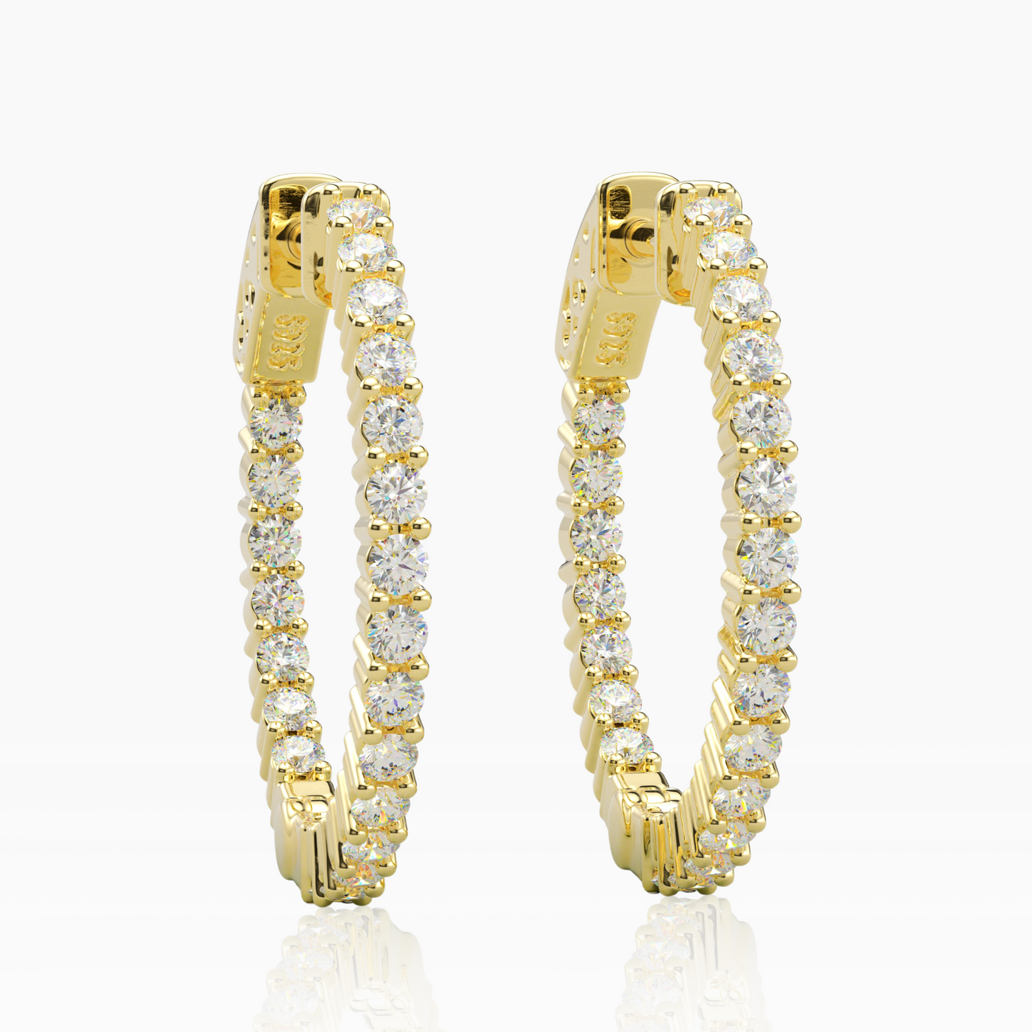 Inside-Outside Pave Round 20mm Small Hoop Earrings | 1.5mm