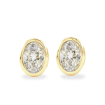 14K Solid Gold Moissanite Oval Shape Bezel Stud Earrings | 7 x 5mm | 2 CTW | Screw Back Posts Adora Fine Jewelry