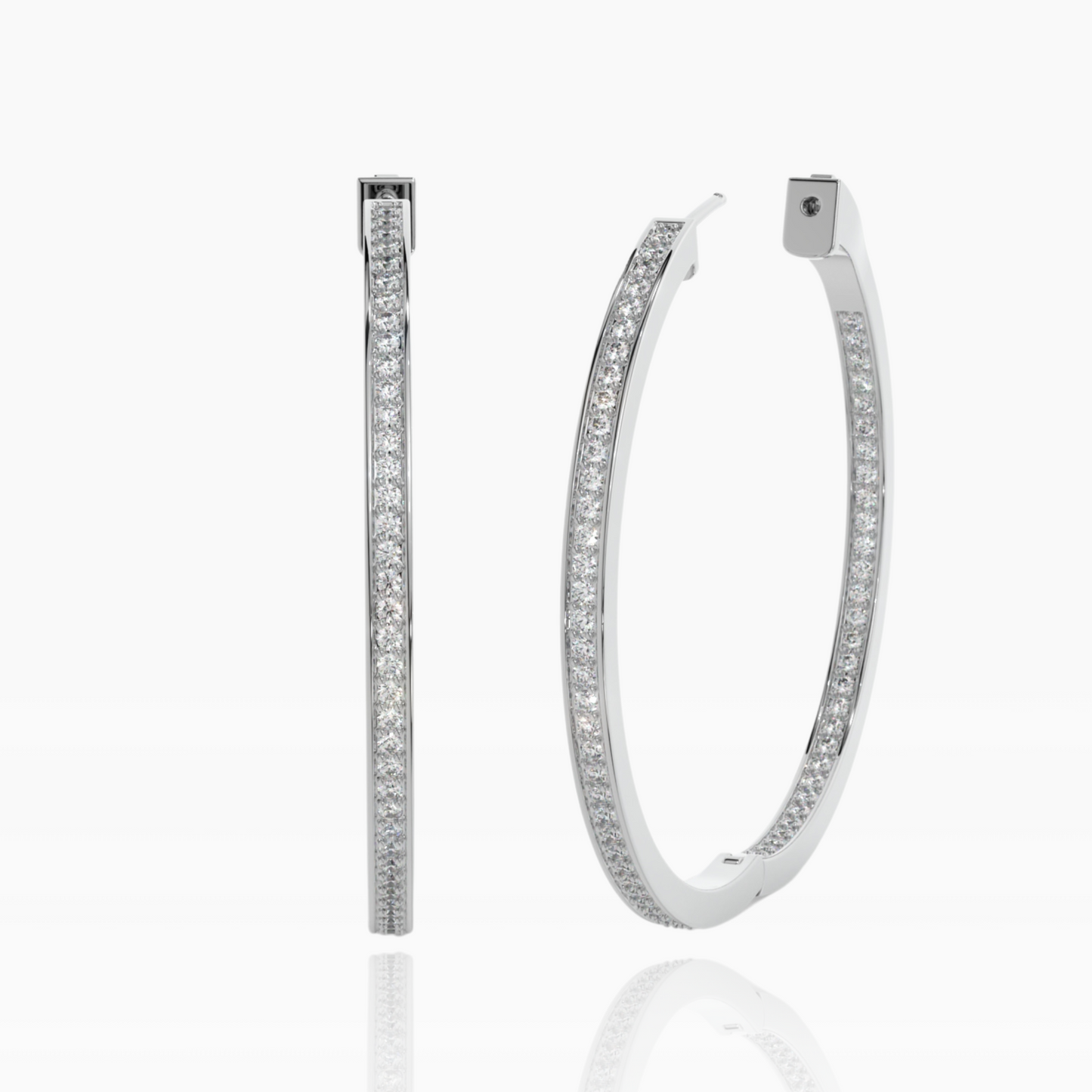 Inside-Outside Large Pave Round 45mm Hoop Earrings | 1.5mm