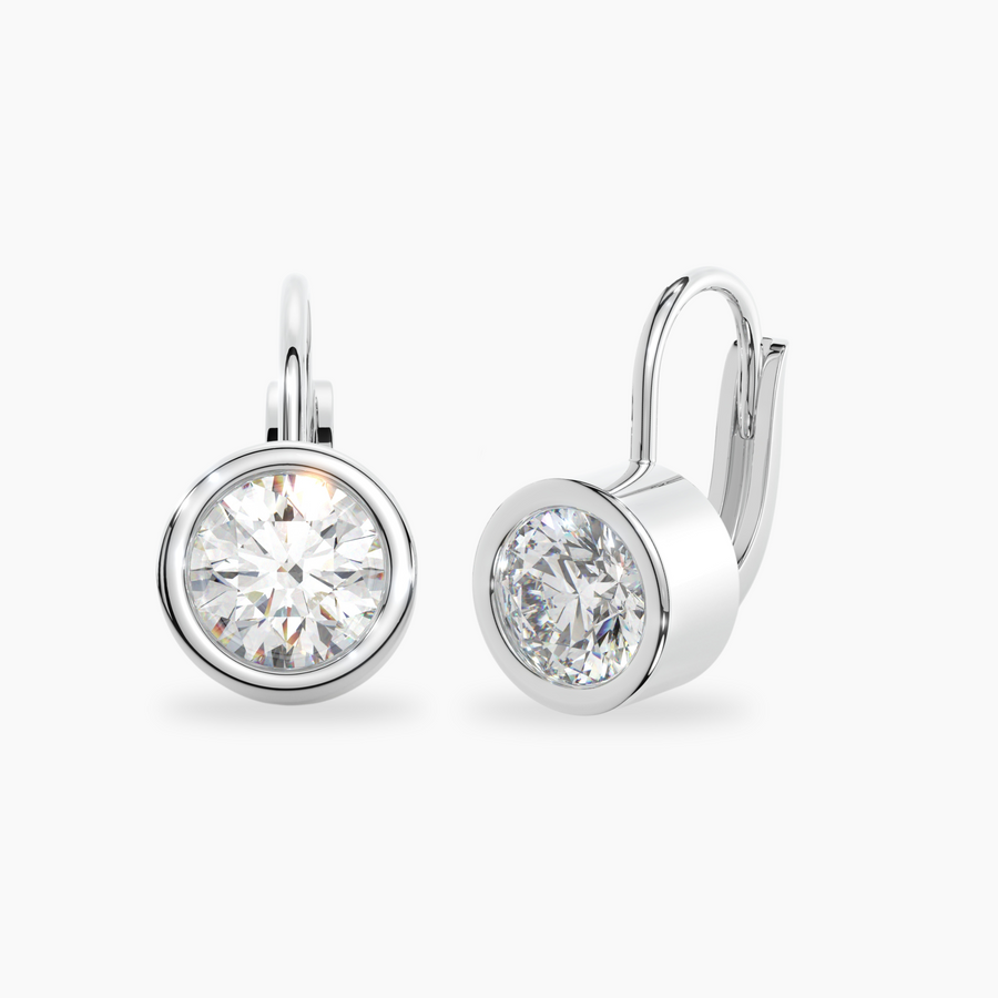 Silver with Rhodium sold Finish Earring with Lever Back Clasp