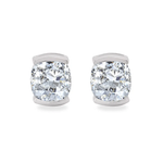 14K Solid Gold Moissanite Cushion Cut Half Bezel Stud Earrings | 5.5 x 5.5mm | 1.6 CTW | Screw Back Posts Adora Fine Jewelry