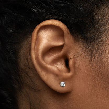 14K White Gold Lab Grown Moissanite Cushion Stud Earrings