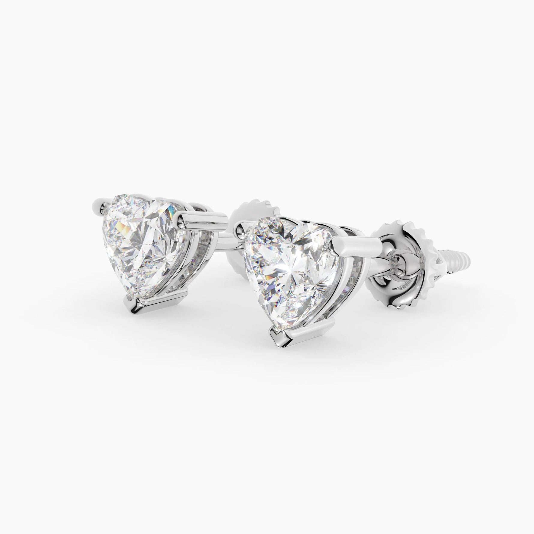 14K Solid Gold Lab Grown Moissanite Heart Stud Earrings Adora Fine Jewelry