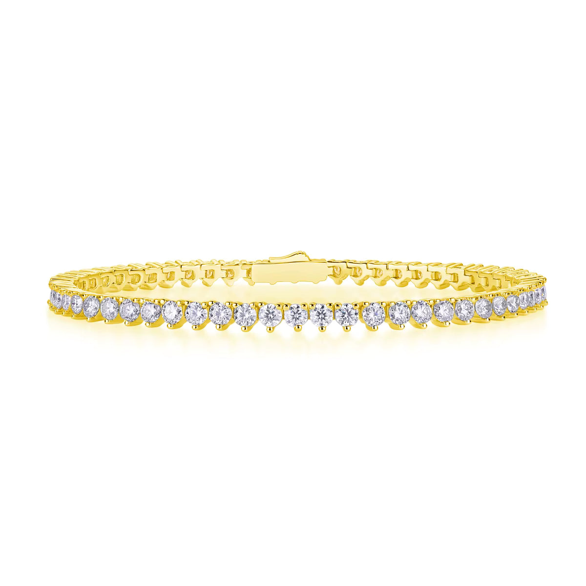 2mm 2.34 CTW Moissanite Tennis Bracelet - 14K Yellow Gold Plated over 925 Sterling Silver Adora Fine Jewelry