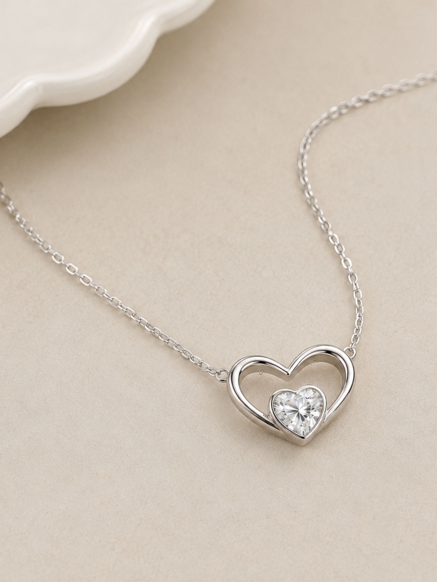 925 Sterling Silver Heart in Heart Necklace