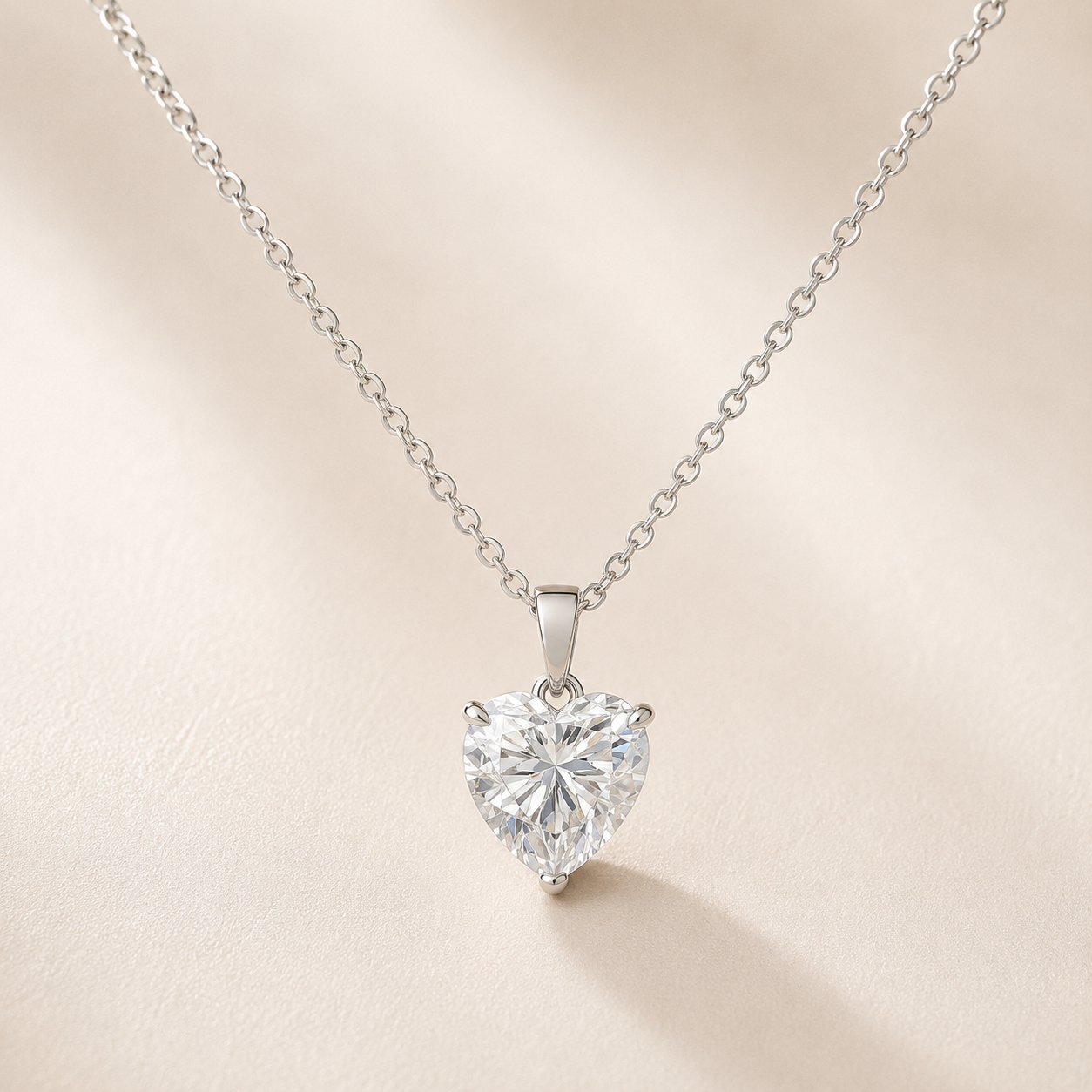 Heart Moissanite Pendant Necklace | 925 Sterling Silver | 2 CTW D Color VVS1 | Lab Grown Diamond Alternative | 17.5"