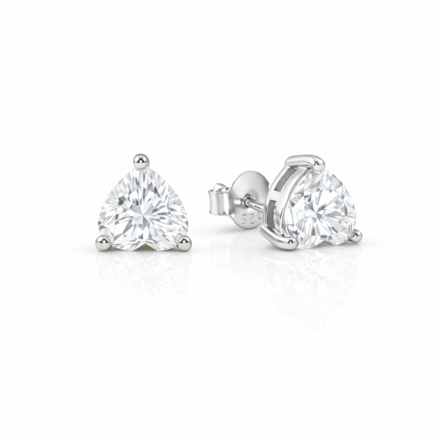 Heart Shape Moissanite Stud Earrings – 2.00 CTW | 6.5 mm | Push Back | Diamond Alternative | Rhodium or 18K Gold Plated Sterling Silver