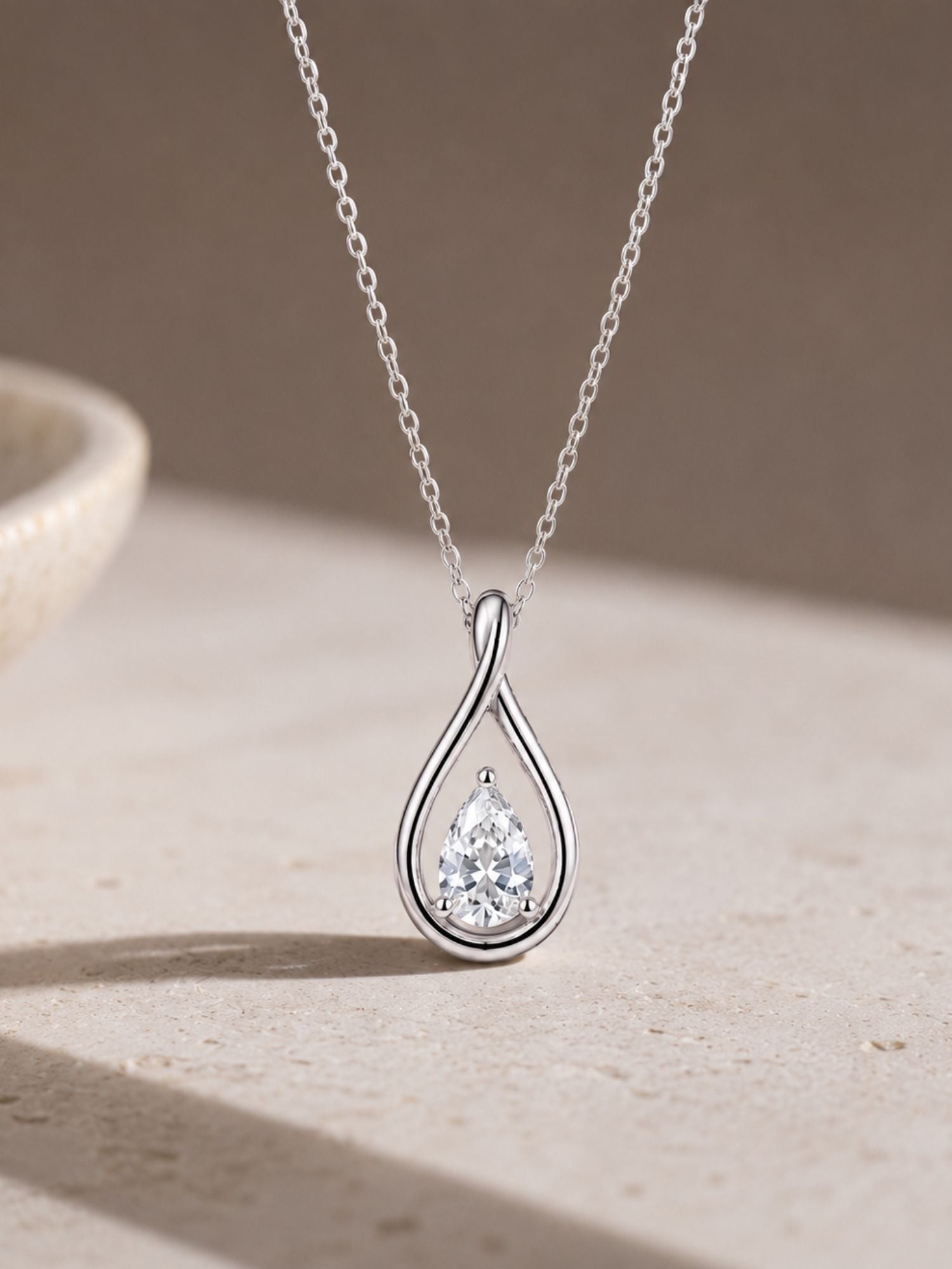 Infinity Teardrop Pear Moissanite Necklace
