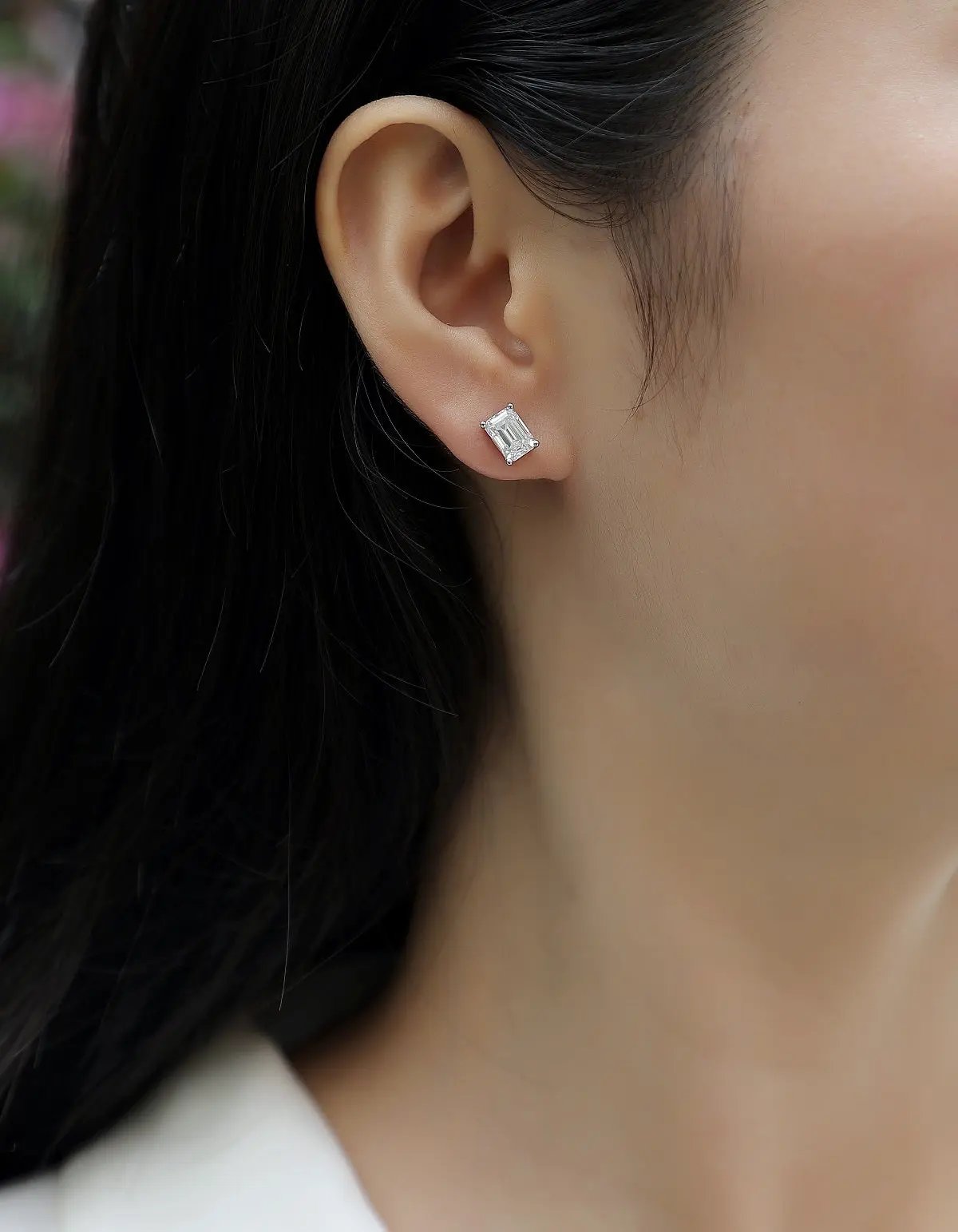 2 CTW Moissanite Stud Earrings | Emerald Cut | D VVS1 | 14K Gold Plated Over Sterling Silver | Adora Fine Jewelry Adora Fine Jewelry