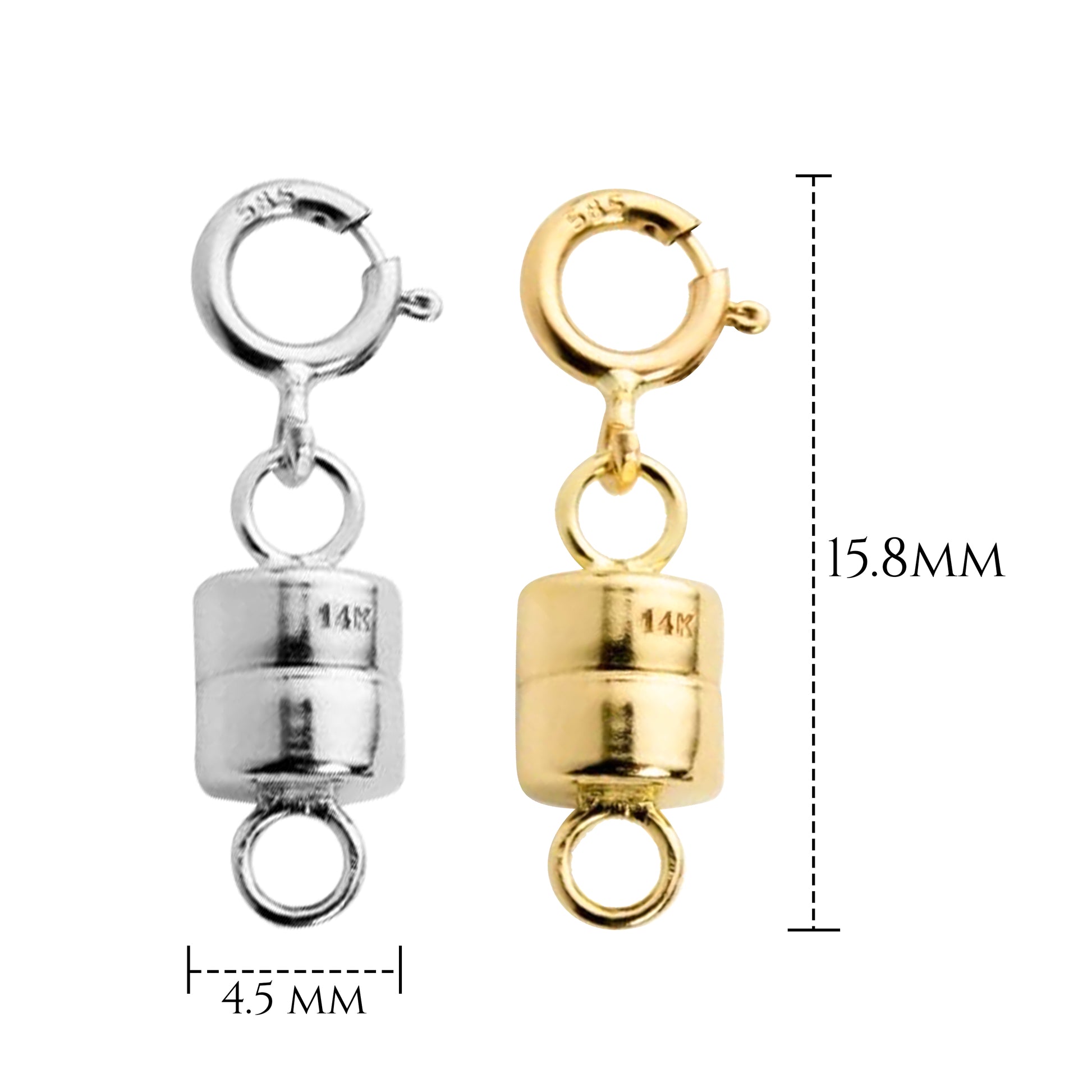 14K Yellow Gold Round Magnetic Clasp Converter for Necklace or