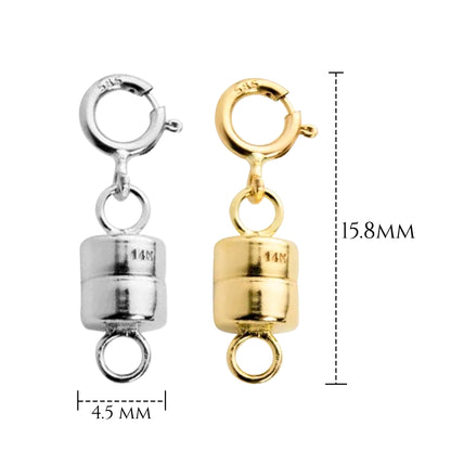REAL 14k Yellow or WHITE Gold 4.5mm Magnetic Lock Clasp & Spring Ring  Necklace Bracelet Connector Converter 