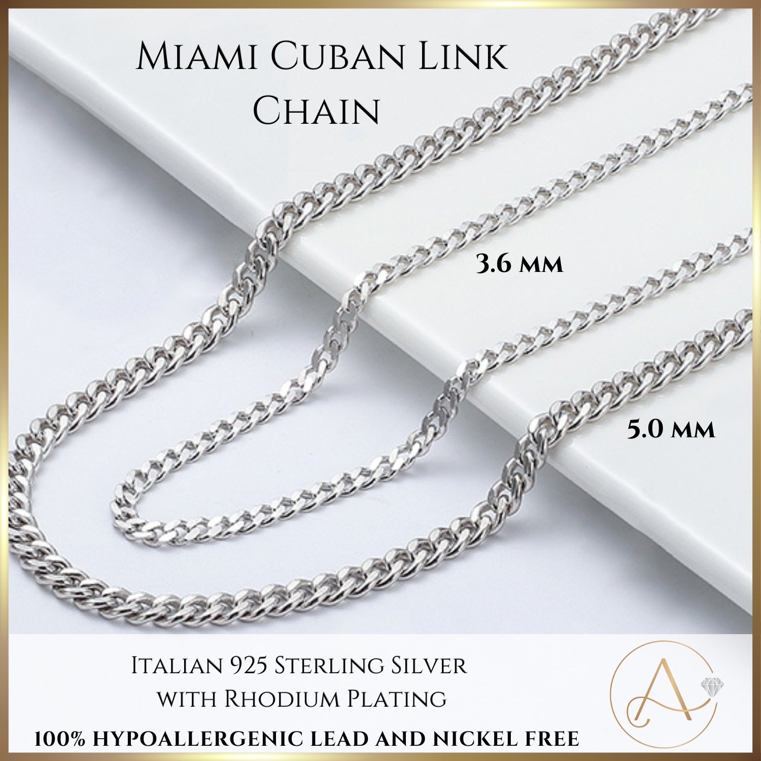 Handmade 925 Silver Miami Cuban Link Chains