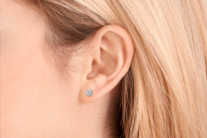 14K White Gold Lab Grown Moissanite Round Stud Earrings