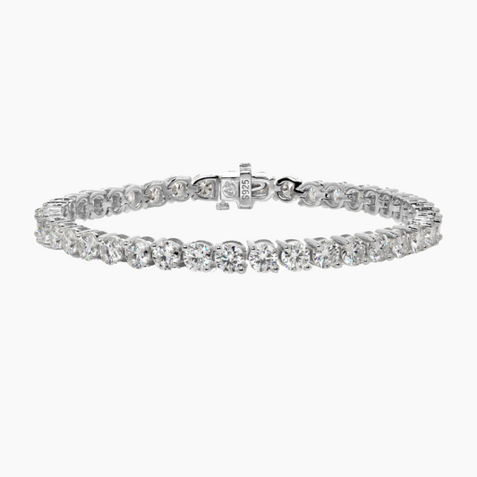 Lab Grown Moissanite Classic Tennis Bracelet | 4.0mm | Round Cut | 2 Prong Setting | 7.0 Inches