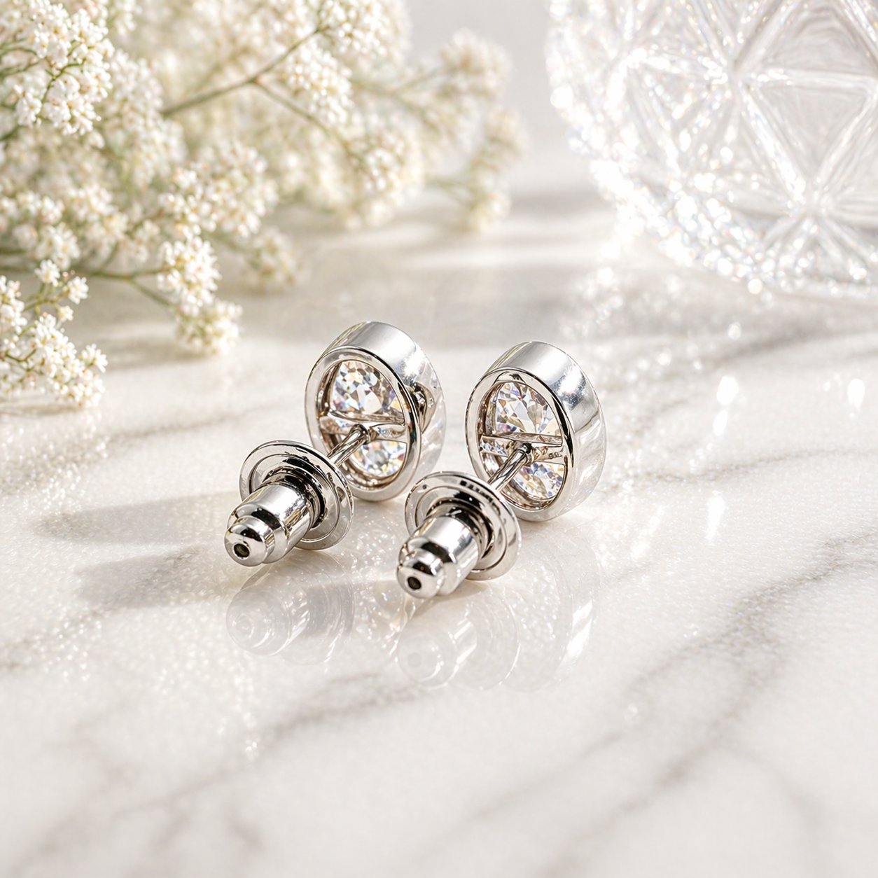 Bezel Oval Moissanite Stud Earrings | 925 Sterling Silver | 2 CTW D Color VVS1