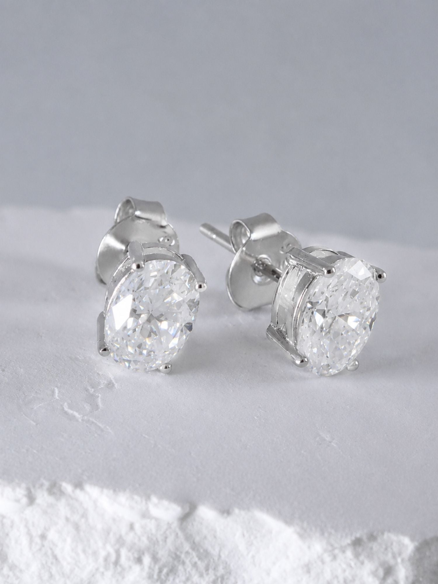 925 Sterling Silver Oval Shape Moissanite Earrings