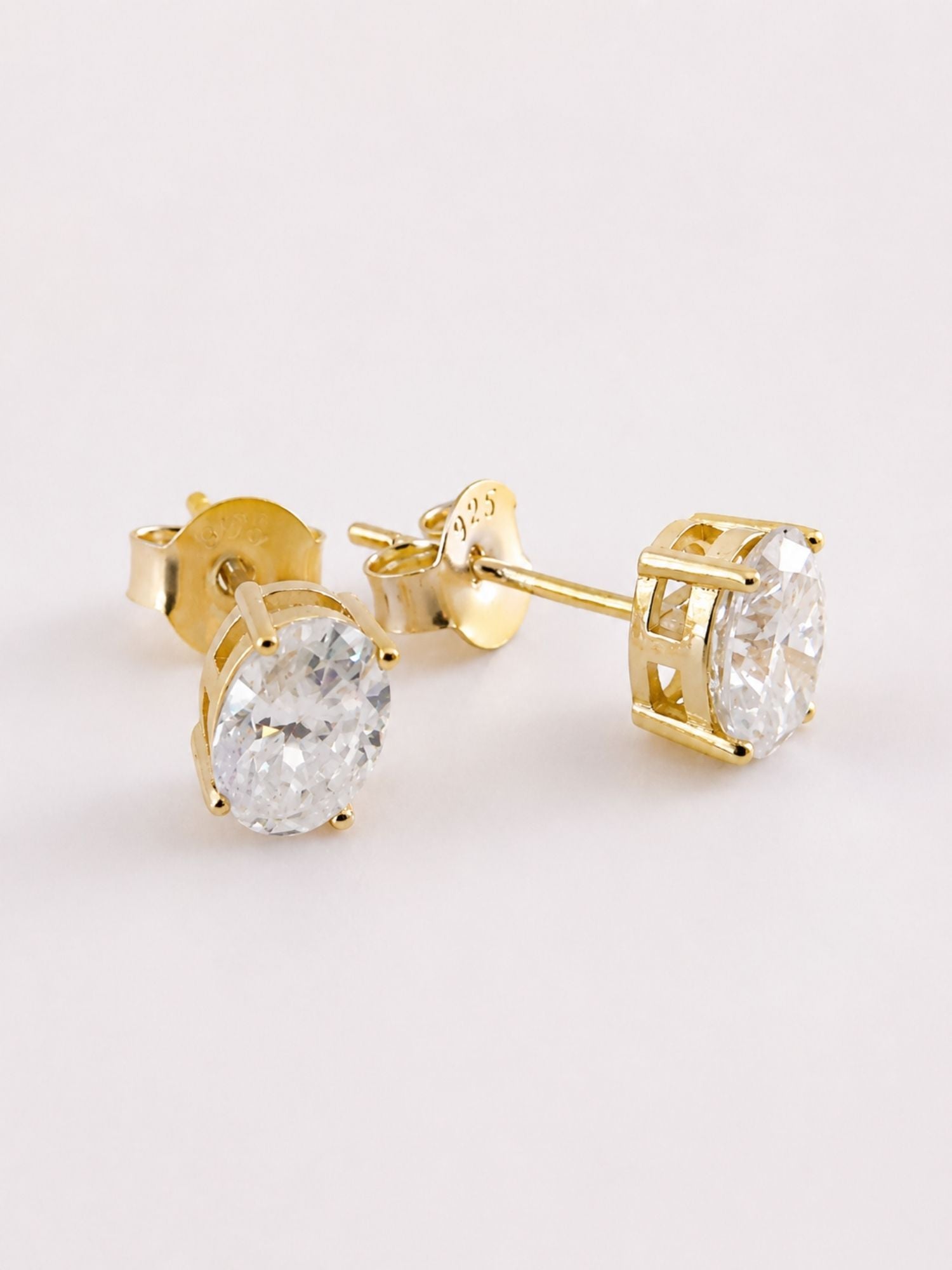 925 Sterling Silver Oval Shape Moissanite Earrings