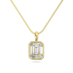 14K Solid Gold Moissanite Emerald Cut Bezel Pendant | 1.10 or 4.0 CTW | Pendant Only Adora Fine Jewelry