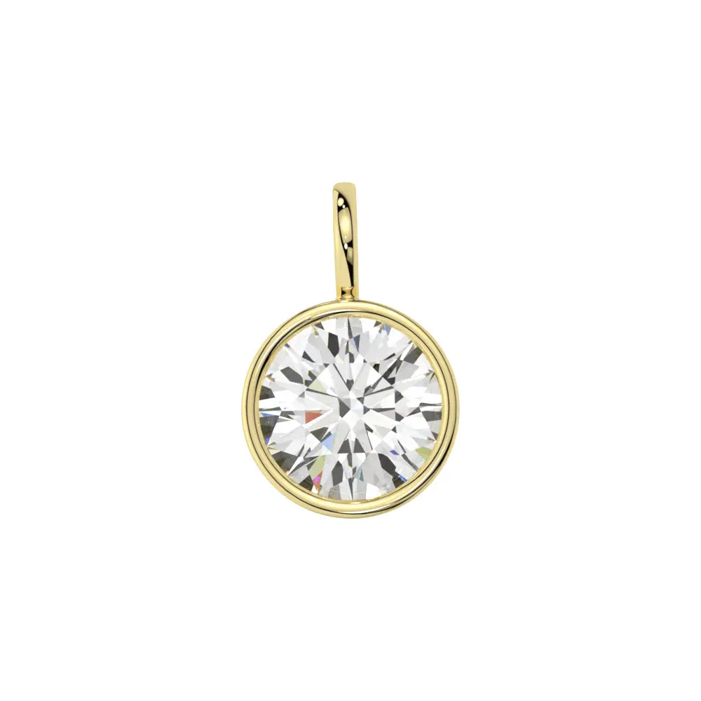 14K White Gold Moissanite Round Cut Bezel Pendant | 1.0 CTW or 2.0 CTW | Pendant Only Adora Fine Jewelry