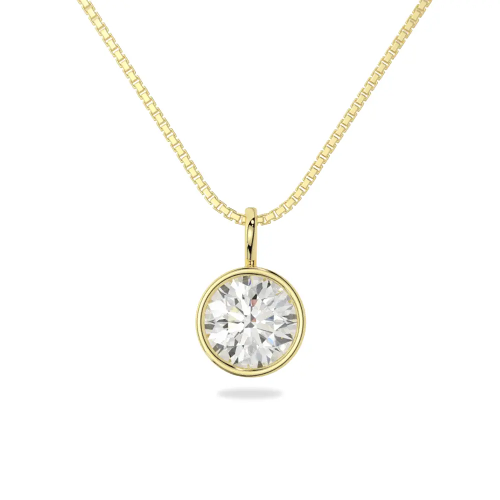 14K White Gold Moissanite Round Cut Bezel Pendant | 1.0 CTW or 2.0 CTW | Pendant Only Adora Fine Jewelry