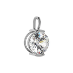 14K Solid Gold Moissanite Round Cut Half Bezel Pendant | 2.0 CTW | Pendant Only Adora Fine Jewelry