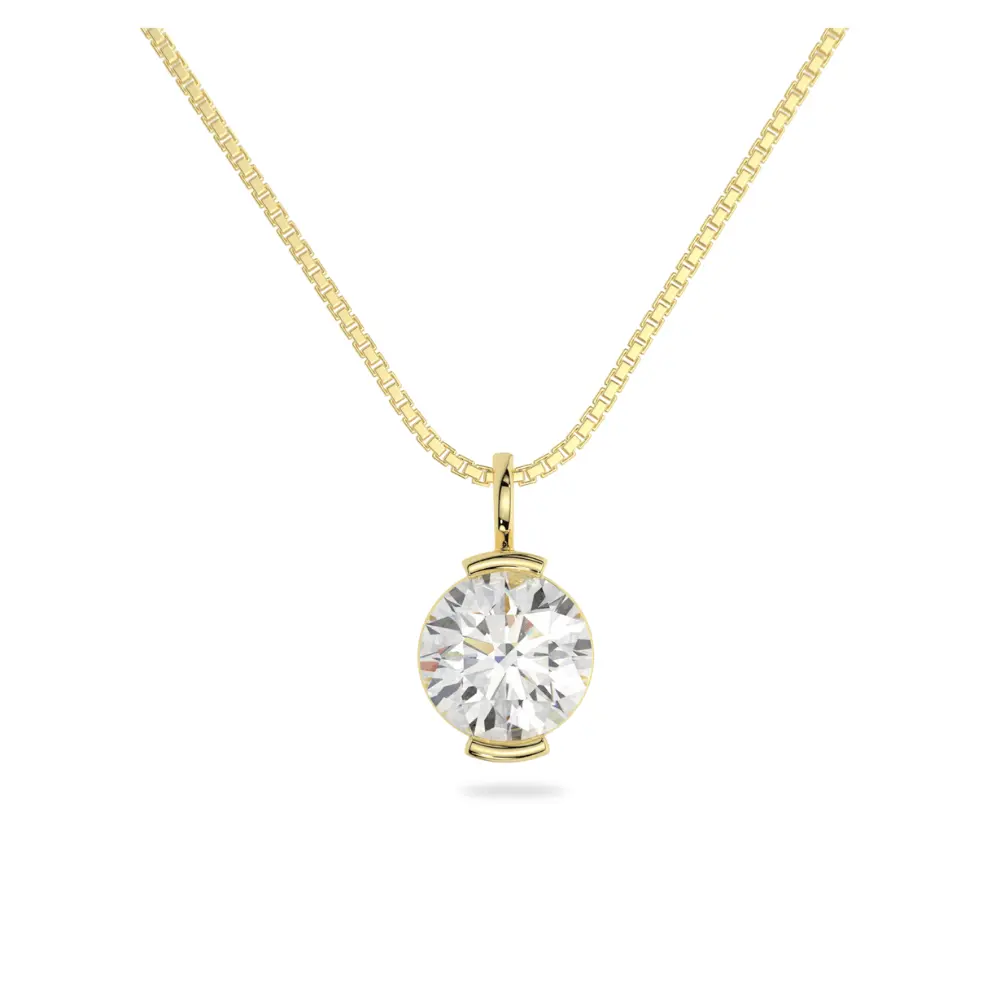 14K Solid Gold Moissanite Round Cut Half Bezel Pendant | 2.0 CTW | Pendant Only Adora Fine Jewelry