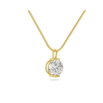 14K Solid Gold Moissanite Round Cut Half Bezel Pendant | 2.0 CTW | Pendant Only Adora Fine Jewelry