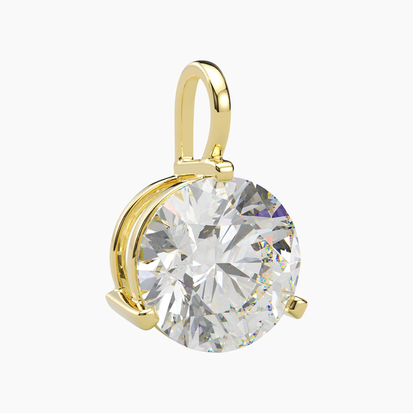 14K Yellow Gold Moissanite Round Cut Pendant | 3-Prong | 0.75 or 2.0 CTW | Pendant Only