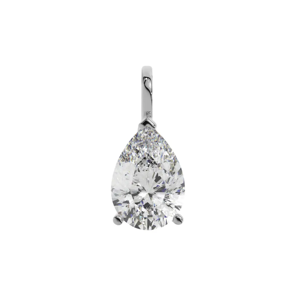 14K Solid Gold Moissanite Pear Shaped Pendant | 3-Prong | 1.0 CTW or 2.0 CTW | Pendant Only Adora Fine Jewelry