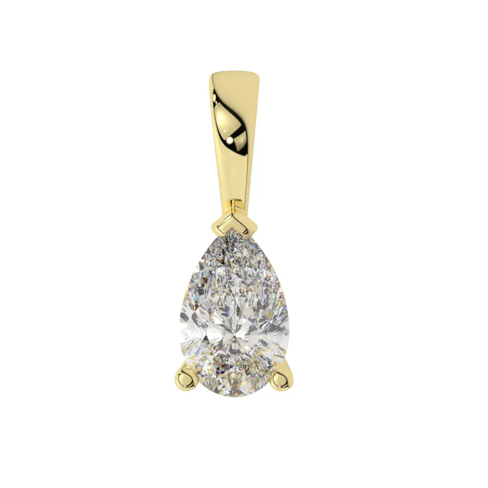 14K Solid Gold Moissanite Pear Shaped Pendant | 3-Prong | 1.0 CTW or 2.0 CTW | Pendant Only Adora Fine Jewelry