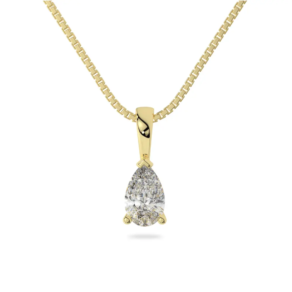 14K Solid Gold Moissanite Pear Shaped Pendant | 3-Prong | 1.0 CTW or 2.0 CTW | Pendant Only Adora Fine Jewelry