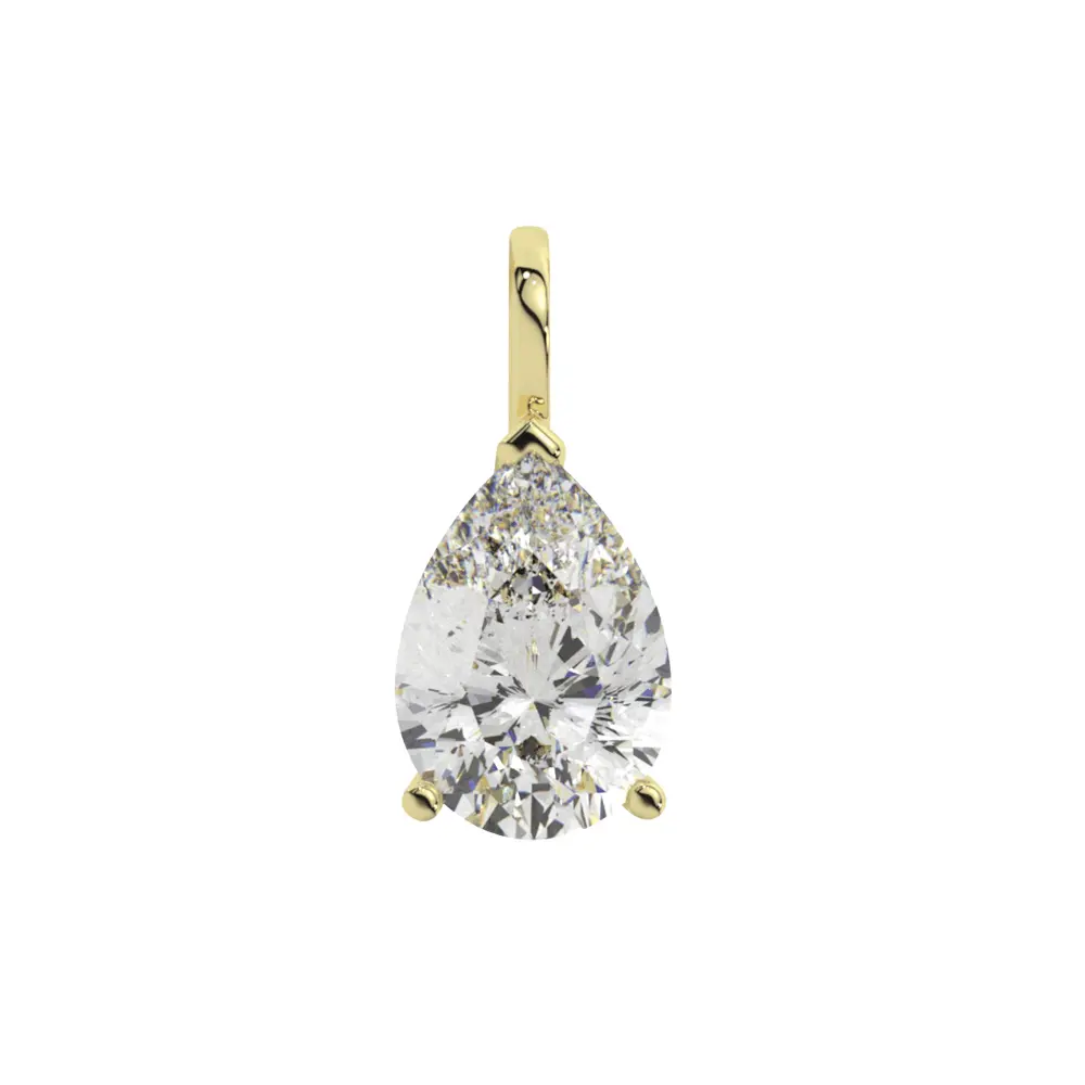 14K Solid Gold Moissanite Pear Shaped Pendant | 3-Prong | 1.0 CTW or 2.0 CTW | Pendant Only Adora Fine Jewelry
