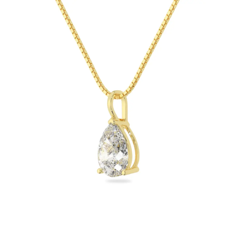 14K Solid Gold Moissanite Pear Shaped Pendant | 3-Prong | 1.0 CTW or 2.0 CTW | Pendant Only Adora Fine Jewelry