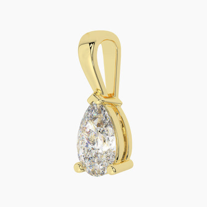 14K Yellow Gold Moissanite Pear Shaped Pendant | 3-Prong | 1.0 CTW or 2.0 CTW | Pendant Only