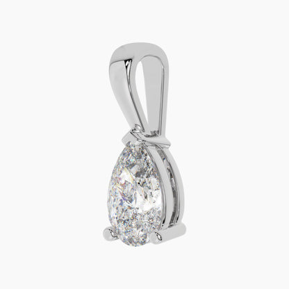 14K White Gold Moissanite Pear Shaped Pendant | 3-Prong | 1.0 CTW or 2.0 CTW | Pendant Only