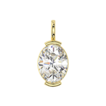 14K Solid Gold Moissanite Oval Shape Half Bezel Pendant | 9x7mm | 2.0 CTW | Pendant Only Adora Fine Jewelry
