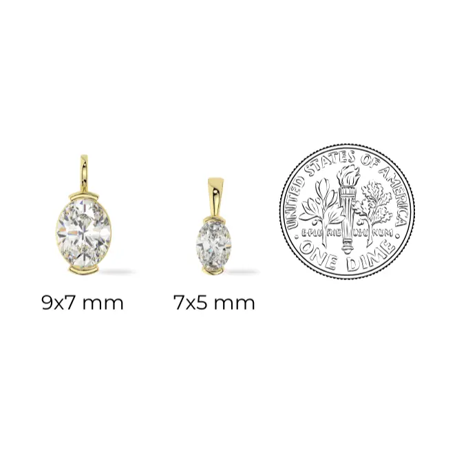 14K Solid Gold Moissanite Oval Shape Half Bezel Pendant | 9x7mm | 2.0 CTW | Pendant Only Adora Fine Jewelry