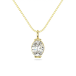 14K Solid Gold Moissanite Oval Shape Half Bezel Pendant | 9x7mm | 2.0 CTW | Pendant Only Adora Fine Jewelry