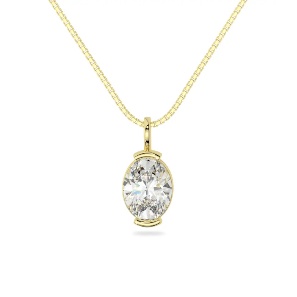 14K Solid Gold Moissanite Oval Shape Half Bezel Pendant | 9x7mm | 2.0 CTW | Pendant Only Adora Fine Jewelry