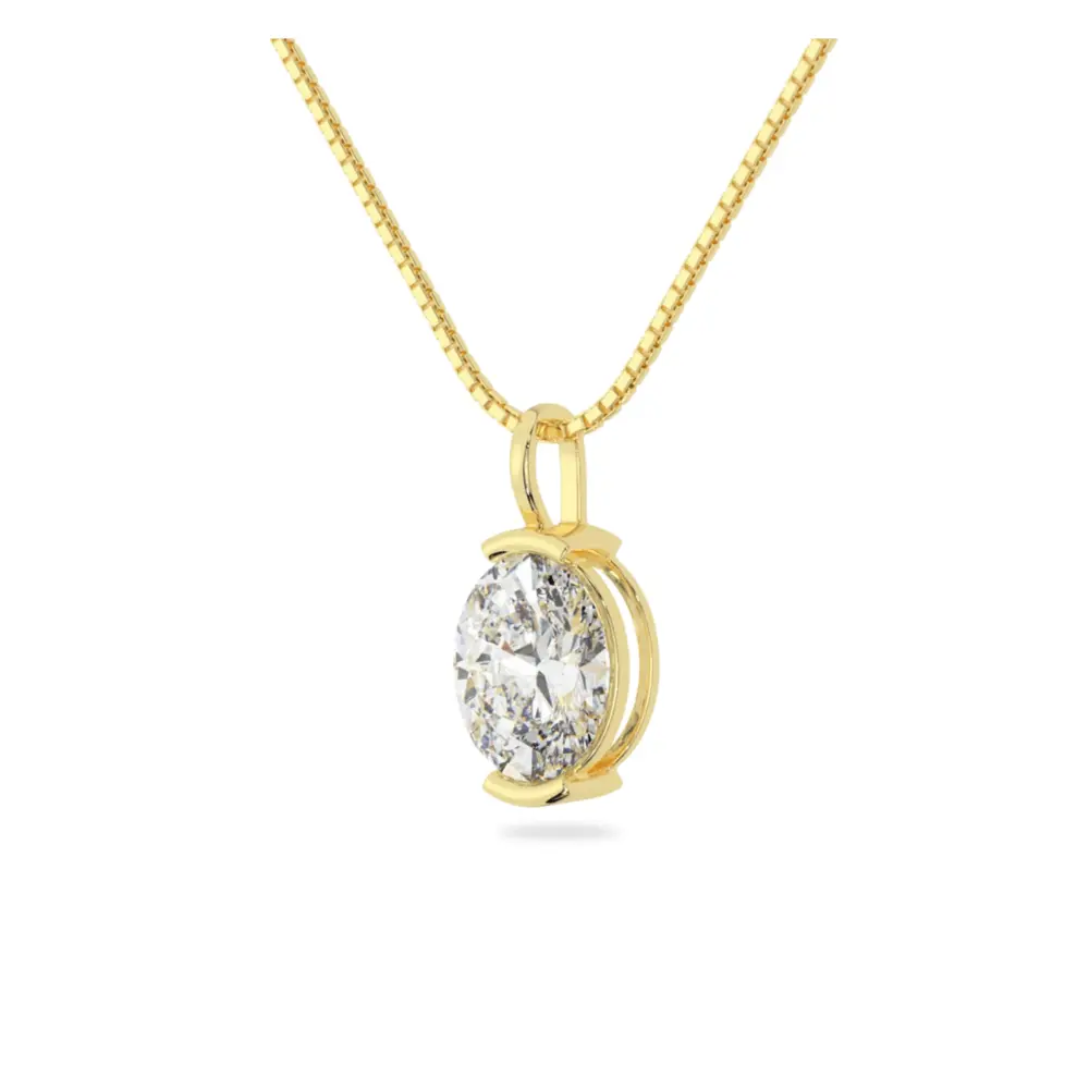 14K Solid Gold Moissanite Oval Shape Half Bezel Pendant | 9x7mm | 2.0 CTW | Pendant Only Adora Fine Jewelry