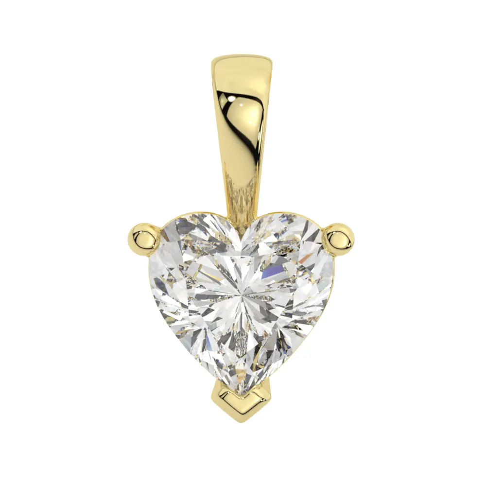 14K Solid Gold Moissanite Heart Cut Pendant Necklace | 3-Prong | 2 CTW | Pendant Only Adora Fine Jewelry
