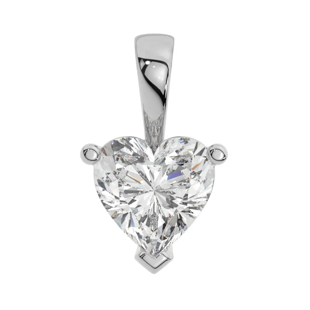 14K Solid Gold Moissanite Heart Cut Pendant Necklace | 3-Prong | 2 CTW | Pendant Only Adora Fine Jewelry