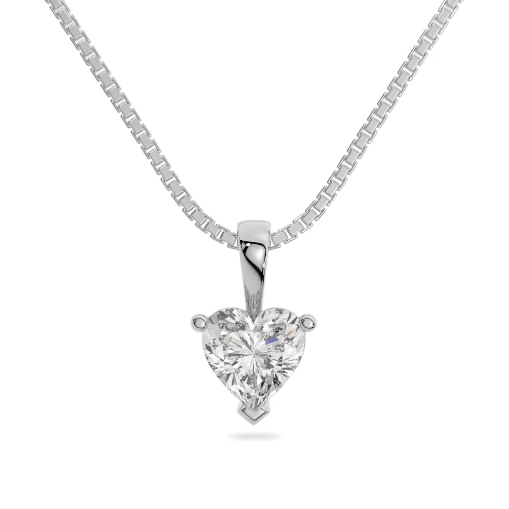 14K Solid Gold Moissanite Heart Cut Pendant Necklace | 3-Prong | 2 CTW | Pendant Only Adora Fine Jewelry