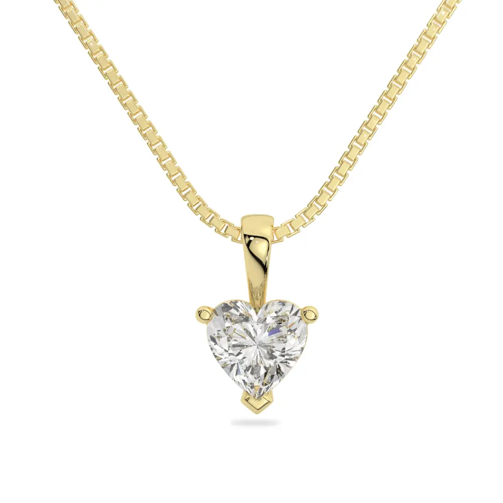 14K Solid Gold Moissanite Heart Cut Pendant Necklace | 3-Prong | 2 CTW | Pendant Only Adora Fine Jewelry