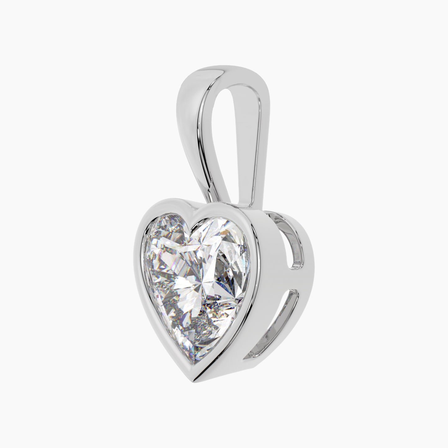 14K White Gold Moissanite Heart Cut Bezel Pendant | 7x7mm | 1.10 CTW | Pendant Only