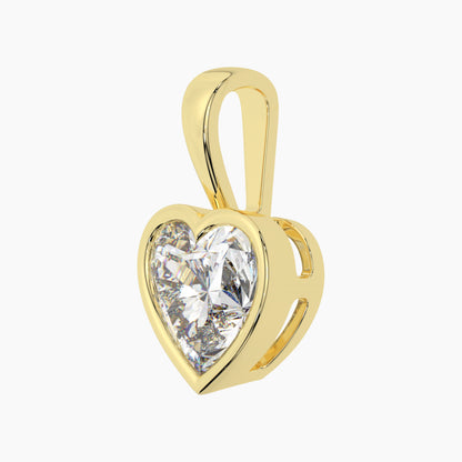 14K Yellow Gold Moissanite Heart Cut Bezel Pendant | 7x7mm | 1.10 CTW | Pendant Only