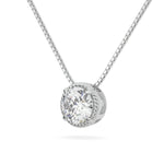 14k White gold round rope bezel slider moissanite pendant necklace side view, adora fine jewelry